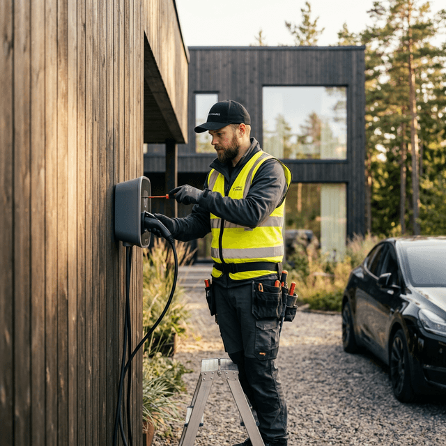 Installation av laddbox hemma vid villa eller radhus